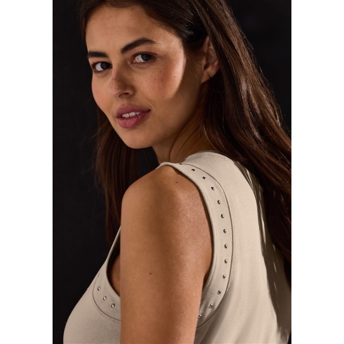 Street One jersey top studs 323319 Zand